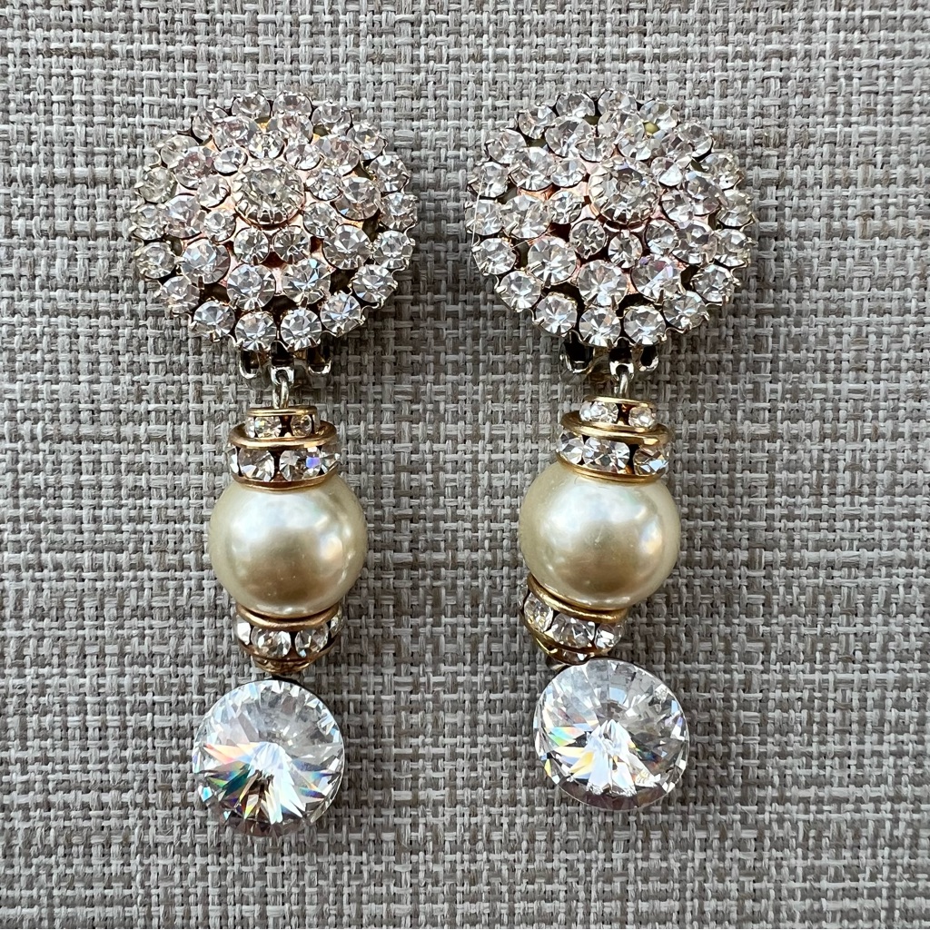 Dazzling Crystal And Pearl Drop Earrings